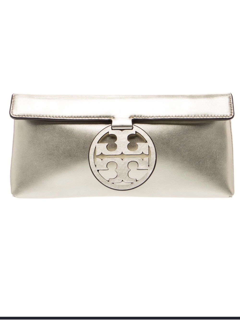 Tory Burch Gold Leather Miller Clutch NWT
